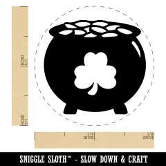 Lucky Pot of Gold with Shamrock Saint Patrick's Day Self-Inking Rubber Stamp for Stamping Crafting Planners Lime Green