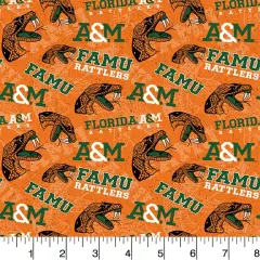 Sykel Enterprises-Florida A&M University Cotton Fabric-FAMU Rattlers Tone On Tone Cotton Quilting Fabric