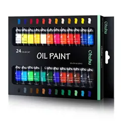 Oil Paint Set, 24 Oil-Based Colors, 12ml/0.42oz x 24 Tubes Non-Toxic Oil Painting Set Supplies for Canvas Painting Artist Kids Beginners Adults Classroom Great Art Supplies Gifts Ideal