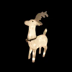 Northlight Plush Glittered Reindeer Outdoor Christmas Decoration - 28.5" - Clear Lights White