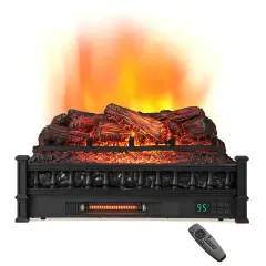 26 Inches Infrared Quartz Electric Fireplace with Realistic Pinewood Ember Bed