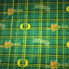 Sykel Enterprises-University of Oregon Cotton Fabric-Oregon Ducks Plaid Cotton Quilting Fabric