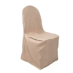 Set of 12 Polyester Banquet Chair Covers for Wedding Decor Nude