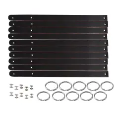 1/2" Blank Leather Keychains Kit - 10 Pre-Cut Blank Keyrings for Stamping & Engraving Black