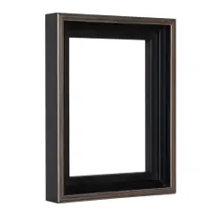 Creative Mark Illusions Floater Frame For 3/4" Deep Canvases - Black w/ Antique Silver Edge - For Galleries & Home Decor - Wood Composite Float Frame for Canvas Paintings- Complete Hanging Hardware