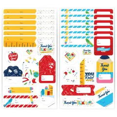 Big Dot of Happiness Thank You Teachers - Assorted Teacher Appreciation Gift Tag Labels - To and From Stickers - 12 Sheets - 120 Stickers