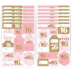 Big Dot of Happiness Sweet 16 - Assorted 16th Birthday Party Gift Tag Labels - To and From Stickers - 12 Sheets - 120 Stickers