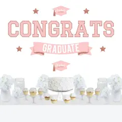 Big Dot of Happiness Rose Gold Graduation Party Photo Backdrop - Wall Decals