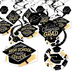 Big Dot of Happiness Hello College - Graduation Decorations Hanging Swirls - Set of 40