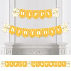 Big Dot of Happiness Golden Birthday - Birthday Party Bunting Banner - Party Decorations - Happy Birthday