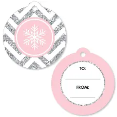 Big Dot of Happiness Pink Winter Wonderland - Holiday Snowflake to and from Favor Gift Tags (Set of 20)