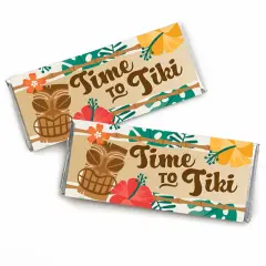 Big Dot of Happiness Tropical Luau - Candy Bar Wrapper Hawaiian Beach Party Favors - Set of 24