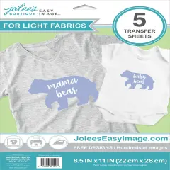 Jolee's Easy Image Transfer Sheets 8.5"X11" 5/Pkg-For Light Fabrics