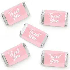 Big Dot of Happiness Pink Elegantly Simple - Mini Candy Bar Wrapper Stickers Party Small Favors 40 Ct
