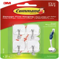Command Small Wire Hooks 4/Pkg-White 4 Hooks & 5 Strips