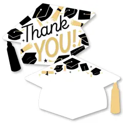 Big Dot of Happiness Goodbye High School, Hello College - Shaped Thank You Cards - Graduation Party Thank You Note Cards with Envelopes - Set of 12