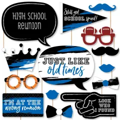 Big Dot of Happiness Reunited Blue - Royal Blue School Class Reunion Party Photo Booth Props Kit - 20 Count