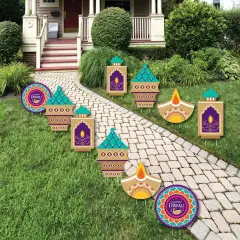 Big Dot of Happiness Happy Diwali - Diya Candles Lawn Decorations - Outdoor Festival of Lights Party Yard Decorations - 10 Piece