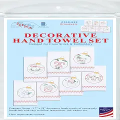 Jack Dempsey Stamped Decorative Hand Towels 17"x28" 7/Pkg-Christmas Ornaments