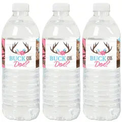Big Dot of Happiness Buck or Doe - Hunting Gender Reveal Party Water Bottle Sticker Labels - Set of 20