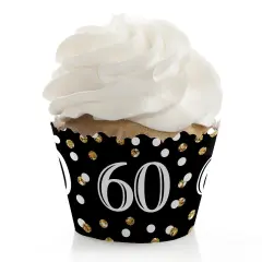 Big Dot of Happiness Adult 60th Birthday - Gold - Birthday Party Decorations - Party Cupcake Wrappers - Set of 12