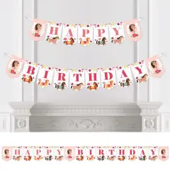 Big Dot of Happiness Run Wild Horses - Pony Birthday Party Bunting Banner - Party Decorations - Happy Birthday