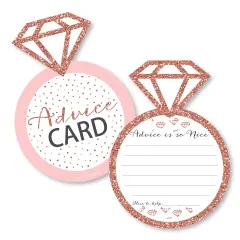 Big Dot of Happiness Bride Squad - Ring Wish Card Rose Gold Bridal Shower or Bachelorette Party Activities - Shaped Advice Cards Game - Set of 20