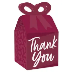 Big Dot of Happiness Burgundy Elegantly Simple - Square Favor Gift Boxes - Guest Party Favors Bow Boxes - Set of 12