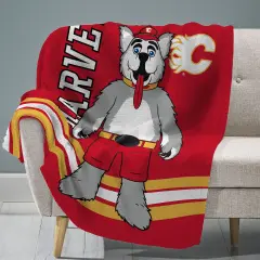 Sleep Squad Calgary Flames Harvey the Hound Mascot 60&rdquo; x 80&rdquo; Raschel Plush Hockey Blanket