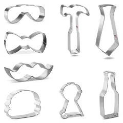 CookieCutter.com Fathers Day Cookie Cutter Set 8 Pc - Foose Cookie Cutters - USA Tin Plated Steel