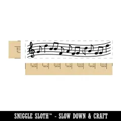 Music Staff with Notes Rectangle Rubber Stamp for Stamping Crafting