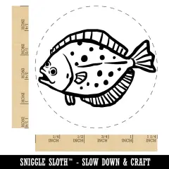Flounder Halibut Flat Spotted Fish Rubber Stamp for Stamping Crafting Planners