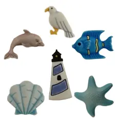 Buttons Galore and More Summer Craft & Sewing Buttons - By The Sea - 18 Buttons