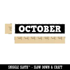 Month October Bold Rectangle Rubber Stamp for Stamping Crafting