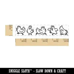 Cartoony Chicken Border Rectangle Rubber Stamp for Stamping Crafting