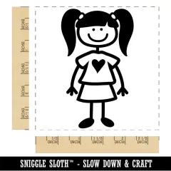 Stick Figure Girl Daughter Square Rubber Stamp for Stamping Crafting