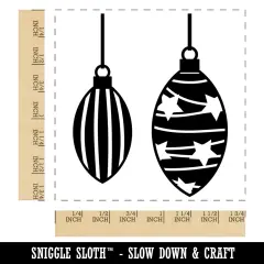 Elongated Holiday Christmas Ornaments Square Rubber Stamp for Stamping Crafting