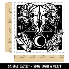 Wiccan Witch Circle Pentagram with Ram Skull Crystal Square Rubber Stamp for Stamping Crafting