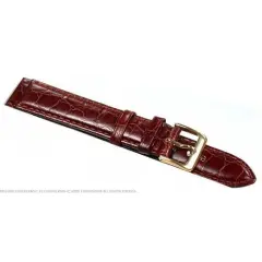 Crocodile Grain Black Leather Watch Band 18mm 8"