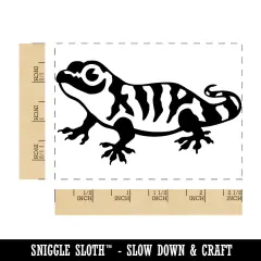 Cute Striped Gecko Lizard Reptile Rectangle Rubber Stamp for Stamping Crafting