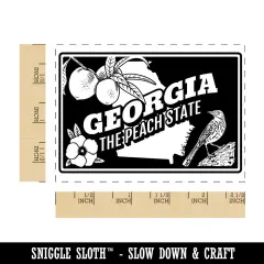 Georgia Peach Brown Thrasher Cherokee Rose United States Rectangle Rubber Stamp for Stamping Crafting