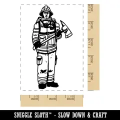 Fireman Firefighter Rescue with Axe Rectangle Rubber Stamp for Stamping Crafting
