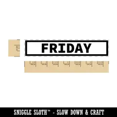 Day of Week Friday Bold Line Border Rectangle Rubber Stamp for Stamping Crafting