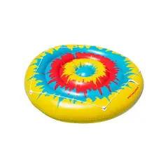 Swim Central Inflatable Multicolor Tie Dye Circular Swimming Pool Float - 72" Yellow