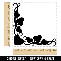 Swirly Heart Corner Border Square Rubber Stamp for Stamping Crafting