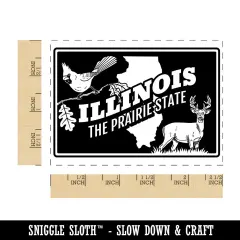 Illinois Prairie Cardinal White-tailed Deer Oak United States Rectangle Rubber Stamp for Stamping Crafting
