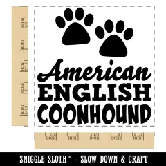American English Coonhound Dog Paw Prints Fun Text Square Rubber Stamp for Stamping Crafting