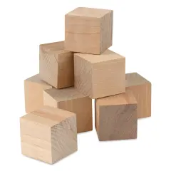 Hygloss Wooden Blocks - Pkg of 8, 2" Cubes