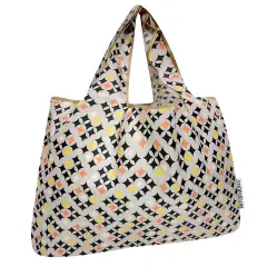 Wrapables Large Foldable Tote Nylon Reusable Grocery Bags, Starry Gray