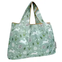 Wrapables Large Foldable Tote Nylon Reusable Grocery Bags, Easter Bunny